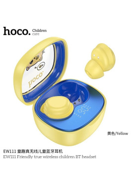 Hoco EW111 Kids In-ear Bluetooth Handsfree Ακουστικά με Θήκη Φόρτισης Κίτρινα