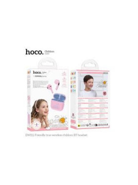 Hoco EW112 Kids Earbud Bluetooth Handsfree Ακουστικά με Θήκη Φόρτισης Ροζ