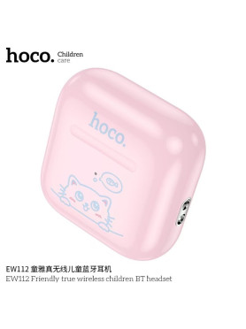 Hoco EW112 Kids Earbud Bluetooth Handsfree Ακουστικά με Θήκη Φόρτισης Ροζ