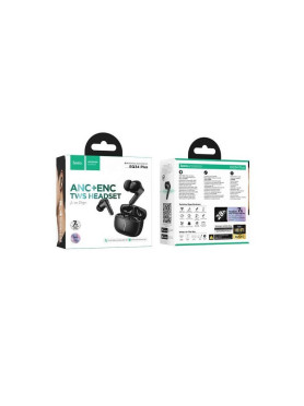 Hoco EQ34 Plus In-ear Bluetooth Handsfree Ακουστικά με Θήκη Φόρτισης Μαύρα