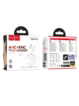 Hoco EQ34 Plus In-ear Bluetooth Handsfree Ακουστικά με Θήκη Φόρτισης Λευκά