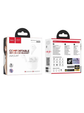 Hoco EQ33 Earbud Bluetooth Handsfree Ακουστικά με Αντοχή στον Ιδρώτα και Θήκη Φόρτισης Λευκά