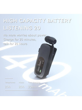 K75 In-ear Bluetooth Handsfree Ακουστικό Πέτου Μαύρο