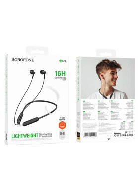 Borofone BE70 In-ear Bluetooth Handsfree Ακουστικά με Αντοχή στον Ιδρώτα Μαύρα
