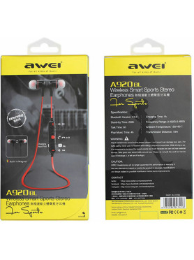 Awei A920BL In-ear Bluetooth Handsfree Ακουστικά με Αντοχή στον Ιδρώτα Γκρι