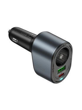 Hoco Z56 Φορτιστής Αυτοκινήτου 35W 3A Γρήγορης Φόρτισης με Θύρες: 1xUSB 2xType-C Μαύρο Χρώμα