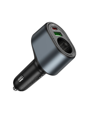 Hoco Z56 Φορτιστής Αυτοκινήτου 35W 3A Γρήγορης Φόρτισης με Θύρες: 1xUSB 2xType-C Μαύρο Χρώμα