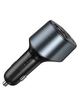 Hoco Z56 Φορτιστής Αυτοκινήτου 35W 3A Γρήγορης Φόρτισης με Θύρες: 1xUSB 2xType-C Μαύρο Χρώμα