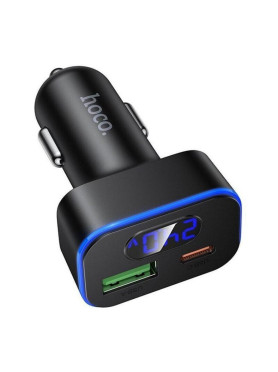 Hoco Φορτιστής Αυτοκινήτου 48W με Θύρες: 1xUSB 1xType-C Μαύρο Χρώμα
