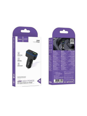 Hoco Φορτιστής Αυτοκινήτου 48W με Θύρες: 1xUSB 1xType-C Μαύρο Χρώμα