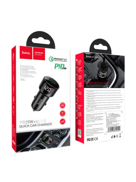 Hoco Z42 Light Road Φορτιστής Αυτοκινήτου 20W 3A Γρήγορης Φόρτισης με Θύρες: 1xUSB 1xType-C Μαύρο Χρώμα Κωδικός: KF239463