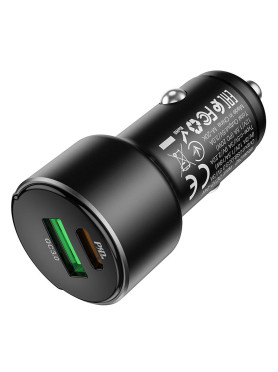 Hoco Z42 Light Road Φορτιστής Αυτοκινήτου 20W 3A Γρήγορης Φόρτισης με Θύρες: 1xUSB 1xType-C Μαύρο Χρώμα Κωδικός: KF239463