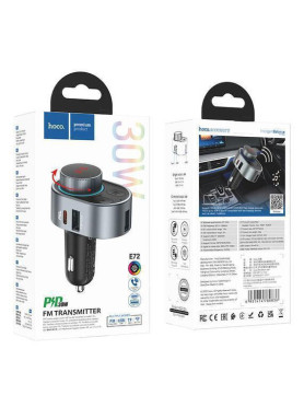 Hoco FM Transmitter Αυτοκινήτου E72 με Bluetooth / USB / Type-C