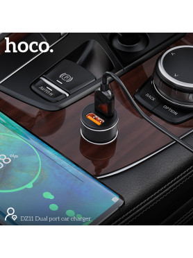 Hoco DZ11 Φορτιστής Αυτοκινήτου 2.4A με Θύρες: 2xUSB Μαύρο Χρώμα Κωδικός: 45856-OC