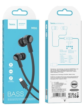 Hoco M86 In-ear Handsfree Ακουστικά με Βύσμα USB-C Μαύρο