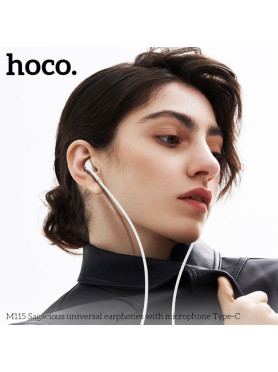 Hoco M115 In-ear Handsfree Ακουστικά με Βύσμα USB-C Λευκό