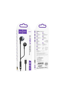 Hoco M115 In-ear Handsfree Ακουστικά με Βύσμα Lightning Μαύρο