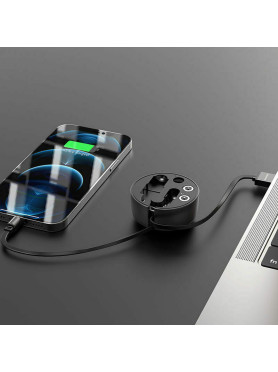 Borofone Retractable USB to Lightning / Type-C / micro USB Cable Μαύρο 0.95m (BU26)