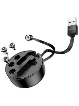 Borofone Retractable USB to Lightning / Type-C / micro USB Cable Μαύρο 0.95m (BU26)