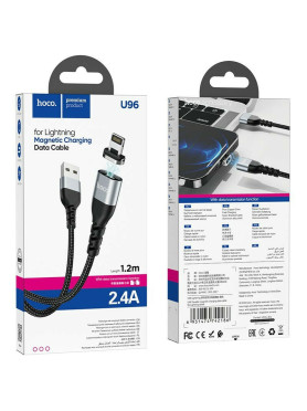 Hoco U96 Braided / Magnetic USB to Lightning Cable Μαύρο 1.2m