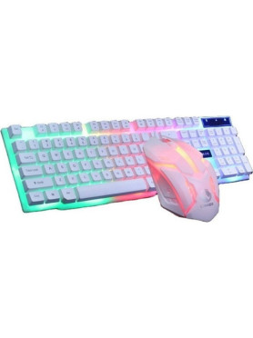 Aoas Aoas M-400 Σετ Gaming Πληκτρολόγιο με RGB φωτισμό & Ποντίκι (Αγγλικό US) Λευκό