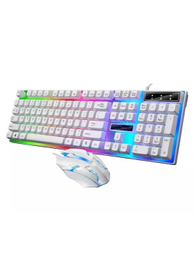 Aoas Aoas M-400 Σετ Gaming Πληκτρολόγιο με RGB φωτισμό & Ποντίκι (Αγγλικό US) Λευκό