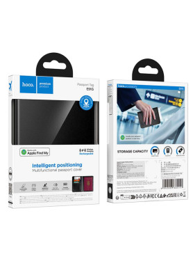 Θήκη Διαβατηρίου Bluetooth Tracker Ασύρματη Φόρτιση Συσκευές Apple Hoco E91g Μαύρο