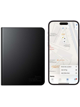 Θήκη Διαβατηρίου Bluetooth Tracker Ασύρματη Φόρτιση Συσκευές Apple Hoco E91g Μαύρο