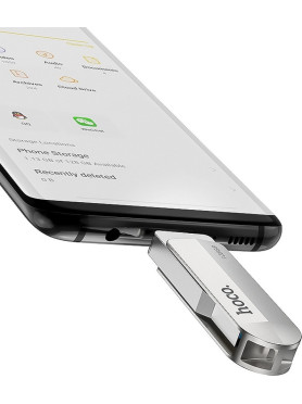 Hoco UD10 16GB USB 2.0 Stick με σύνδεση USB-A & USB-C Ασημί