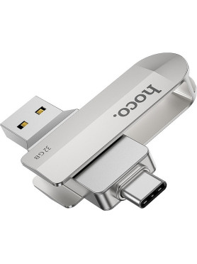 Hoco UD10 32GB USB 2.0 Stick με σύνδεση USB-A & USB-C Ασημί
