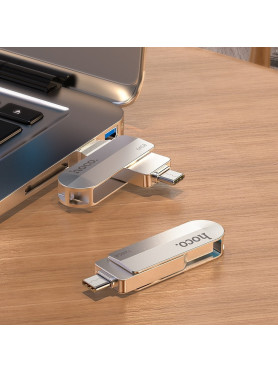 Hoco UD10 32GB USB 2.0 Stick με σύνδεση USB-A & USB-C Ασημί