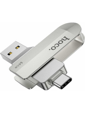 Hoco UD10 64GB USB 3.0 Stick με σύνδεση USB-A & USB-C Ασημί