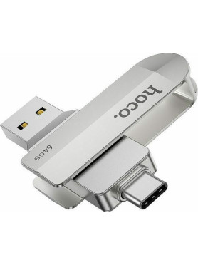 Hoco UD10 64GB USB 3.0 Stick με σύνδεση USB-A & USB-C Ασημί