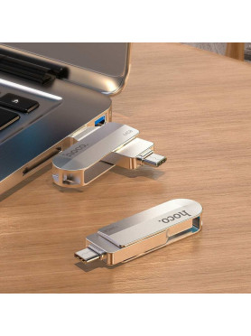 Hoco UD10 64GB USB 3.0 Stick με σύνδεση USB-A & USB-C Ασημί