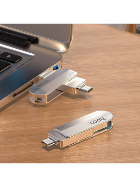 Hoco UD10 128GB USB 3.0 Stick με σύνδεση USB-A & USB-C Ασημί