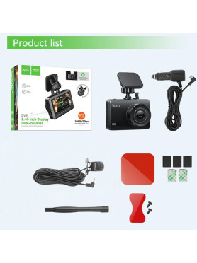 Hoco DV3 Σετ Κάμερα DVR Αυτοκινήτου 1080P με Οθόνη 2.45" Wi-Fi, GPS & Κάμερα Οπισθοπορείας