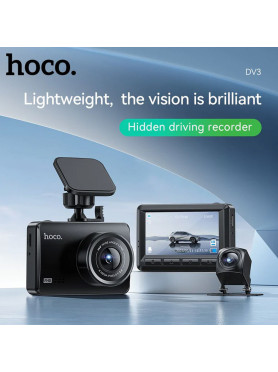 Hoco DV3 Σετ Κάμερα DVR Αυτοκινήτου 1080P με Οθόνη 2.45" Wi-Fi, GPS & Κάμερα Οπισθοπορείας