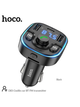 Hoco DE5 Φορτιστής Αυτοκινήτου Γρήγορης Φόρτισης με Θύρες: 2xUSB Μαύρο Χρώμα
