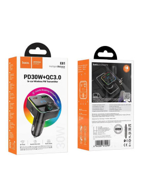 Hoco FM Transmitter Αυτοκινήτου με Bluetooth / USB Κωδικός: E81