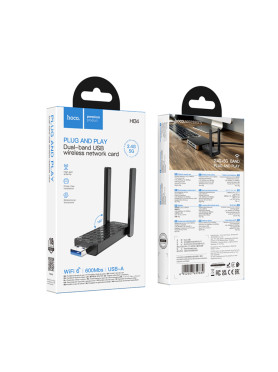 Hoco HI34 Αντάπτορας Δικτύου USB με Ασύρματη Σύνδεση Wi-Fi 600Mbps