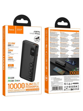 Hoco J158 Pro Power Bank 10000mAh 22.5W με 2 Θύρες USB-A και Θύρα USB-C Μαύρο