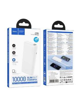Hoco J158A Power Bank 10000mAh με 2 Θύρες USB-A Λευκό