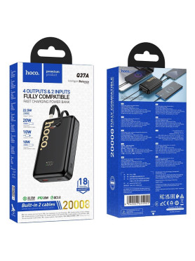 Hoco Q37A Graceful Power Bank 20000mAh 22.5W με Θύρα USB-A και Θύρα USB-C Μαύρο