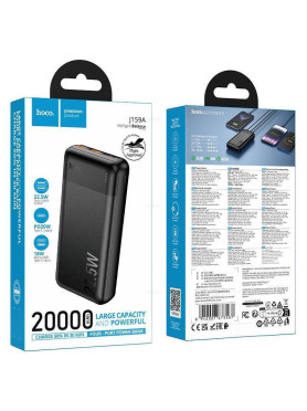 Hoco J159A Essence Power Bank 20000mAh 20W με 2 Θύρες USB-A και Θύρα USB-C Power Delivery Μαύρο