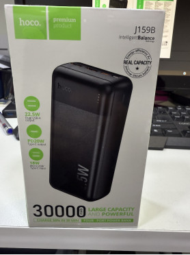 Hoco J159B Power Bank 30000mAh με 2 Θύρες USB-A και Θύρα USB-C Power Delivery Μαύρο
