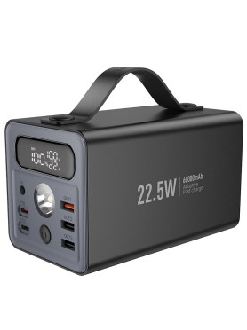 Hoco J138 Power Bank 60000mAh 22.5W με 3 Θύρες USB-A και 2 Θύρες USB-C Power Delivery / Quick Charge 3.0 Μαύρο