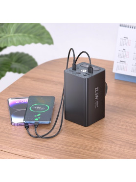 Hoco J138 Power Bank 60000mAh 22.5W με 3 Θύρες USB-A και 2 Θύρες USB-C Power Delivery / Quick Charge 3.0 Μαύρο
