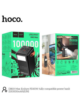 Hoco DB03 Max Power Bank 100000mAh 65W με 6 Θύρες USB-A και 2 Θύρες USB-C Μαύρο