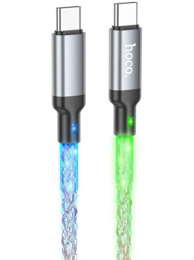 Hoco U112 Shine LED USB 2.0 Cable USB-C male - USB-C 60W PD Πολύχρωμο 1m HOC-788825
