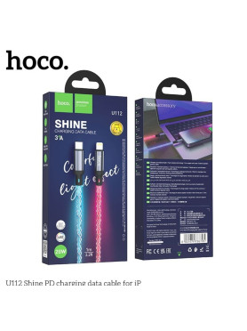 Hoco U112 Shine LED USB 2.0 Cable USB-C male - USB-C 60W PD Πολύχρωμο 1m HOC-788825